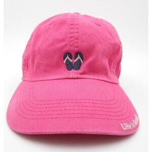 Women Flip Flop Life is Good Pink Embroidered Adjustable Hat (B)